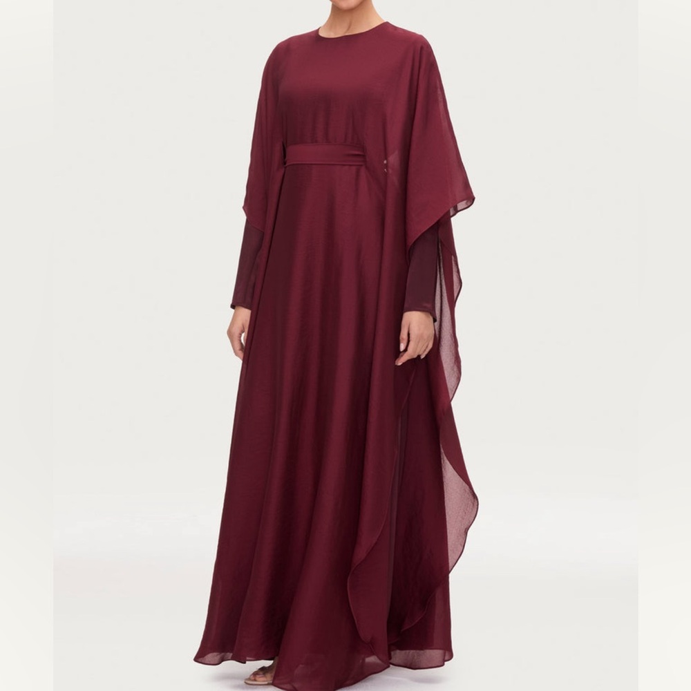 Veiled collection silk tie waist maxi dress